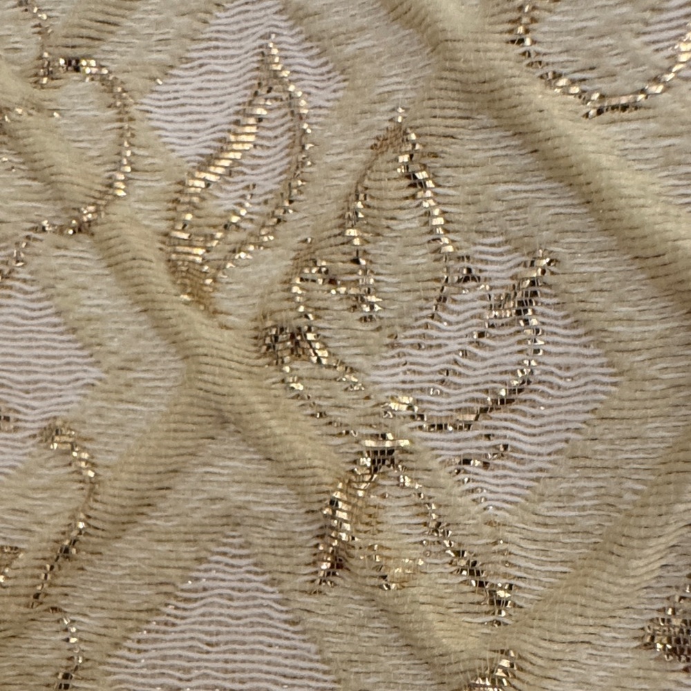 Lavender Brown Medium Cream & Gold Threading Accented Women's Top and Shorts Set - Picture 12 of 12